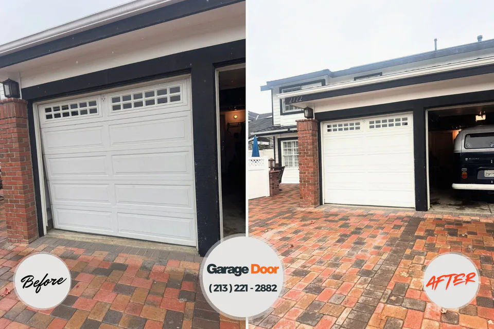 Before and after: garage door repair East Quogue, NY